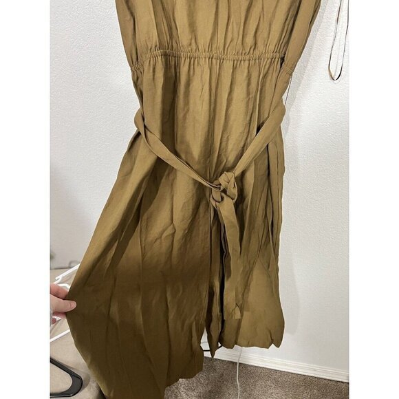 Prologue Olive Green V-Neck Sleeveless Cropped Jumpsuit L - Picture 5 of 10